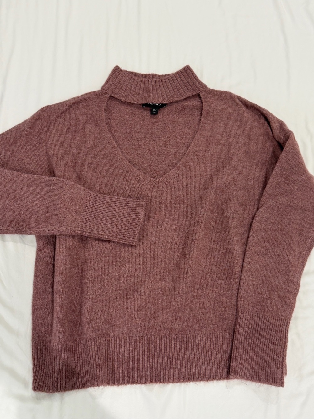 Express Dusty Rose Ribbed Mock Neck Sweater